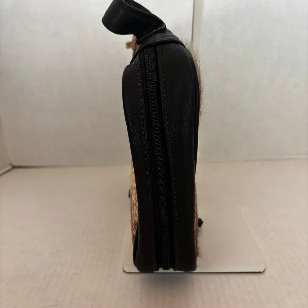 Cowhide Leather Jewelry Organizer Case Women's Large Brown Black Western New